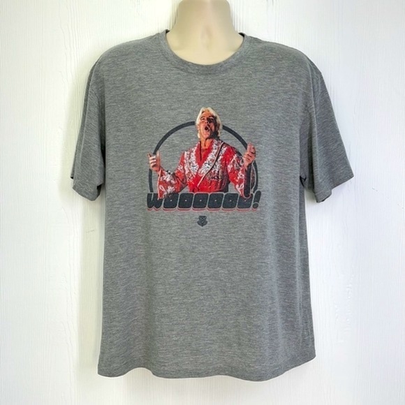 Gildan - Woooooo Ric Flair 80s Graphic WWE Gray Short Sleeve T Shirt Size XL - Picture 2 of 9